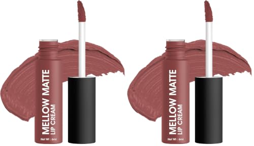 Image of Colors Queen Mellow Matte Lip Cream, Long Wear Liquid Matte Lipstick, Velvety Soft Finish, Weightless Formula, Long Lasting Lipstick for Women (20 - Modesty) (Pack of 2)