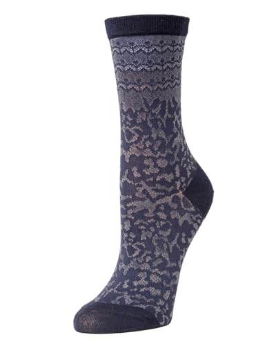 Natori Dainty Mix Cotton Blend Crew Socks Navy 9-112