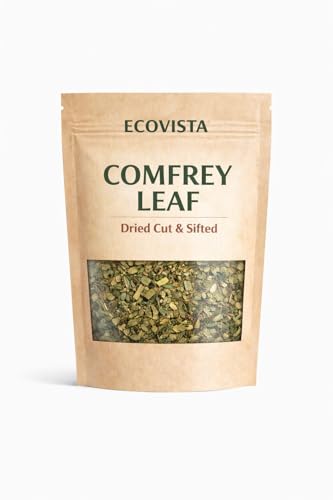 Ecovista Comfrey Leaf Dried Cut & Sifted | Symphytum Officinale | Natural Herbal Leaf | For Topical & External Use Only - 2oz pouch