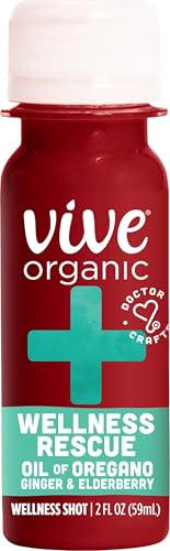 Vive Organic Wellness Rescue Shot Ginger Elderberry & Oil of Oregano 2 Oz