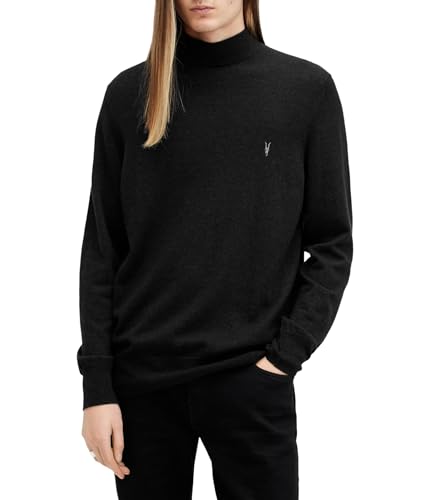 AllSaints Men's Kilburn Mock Neck Sweater Cinder Black Marl M