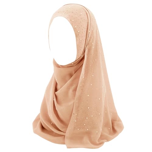 jascaela Women Sequin Shiny Warm Ruffled Hijab Head Wrap Scarf Soft Fashiom Long Scarf Islamic Ramadan Scarves