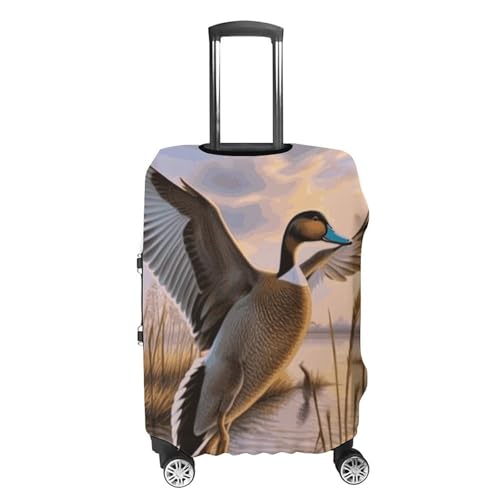 Hunting Flying Wild Ducks Luggage Cover, Washable Elastic Suitcase Cover Protector Fit 18-32 Inch Luggage4