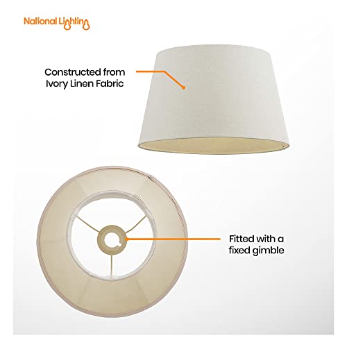 National Lighting Modern Lampshade Ivory Linen Effect Fabric Lampshades - 14-Inch Tapered Light Shade - 60W 240V E27/B22 GLS Incandescent or LED (Not Included) - Image 4