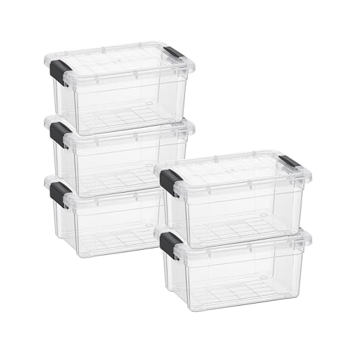 Image of Superio Clear Storage Boxes with Lids, 3.5 Quart Plastic Container Bins for Organizing, Stackable Crates, BPA Free, Non Toxic, Odor Free, Organizers for Home, Office and Dorm, 5 Pack