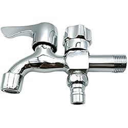 Grifo Doble Lavadora Y Fregadero Grifo de Doble Salida,Grifo de Jard,Grifo de Latón con Doble Conexión,Grifo De Latón De Doble Válvula Grifo,Dos Salidas,Para Lavadora, Jardín, Hogar e Industria