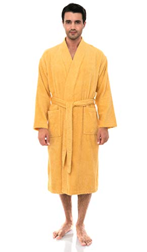 Towelselections Mens Robe, 100% Cotton Terry Cloth Bathrobe, Spa Bath Robes For Men X-Small/Small Golden Cream #TOP2