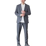 [NEVEREND] セットアップ メンズ スーツ 洗える バーズアイ ストレッチ 防シワ ブランド ビジネス オフィスカジュアル セレモニー 結婚式 七五三 入園卒園 入学卒業 グレー M