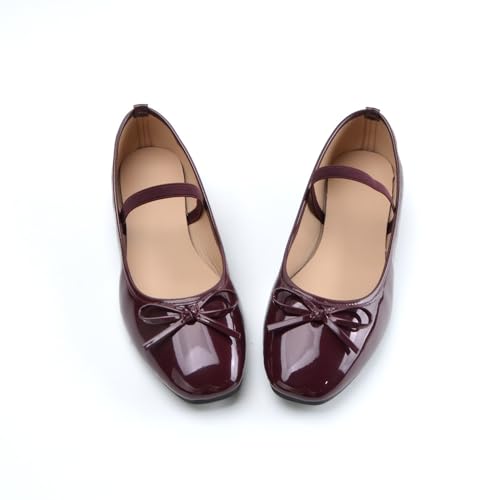 Womens Casual Slip On Flats, Closed Round Toe Mary Jane Flat, Elastic Band Low Heel Dress Work Shoes 6