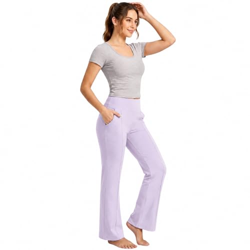 Image of NINQ Women High Waist Flare Pants Lite Regular | Smart Casual Korean Trouser for Office Wear, Gym, Sports, Travel & Daily Styling