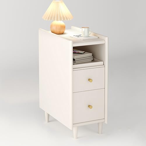 Mesita de noche moderna de mediados de siglo con patas de madera maciza, estante de almacenamiento abierto, fácil de montar, minimalista y práctica, para decoración de dormitorio o sala de estar