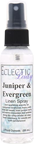 Juniper and Evergreen Linen Spray, 16 ounces - Eclectic Lady Sheet and Linen Spray - No Artificial Colors, Parabens, or Preservatives - Long-Lasting Scent for Bed, Fabric & Pillow