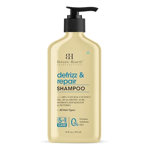 Image of Botanic Hearth Coconut Oil Shampoo Infused With Hyaluronic Acid, Hydrolyzed Keratin & Peptides | Clarifying Shampoo To Defrizz, Repair & Strengthen Hair | For All Hair Types, 16 Fl Oz