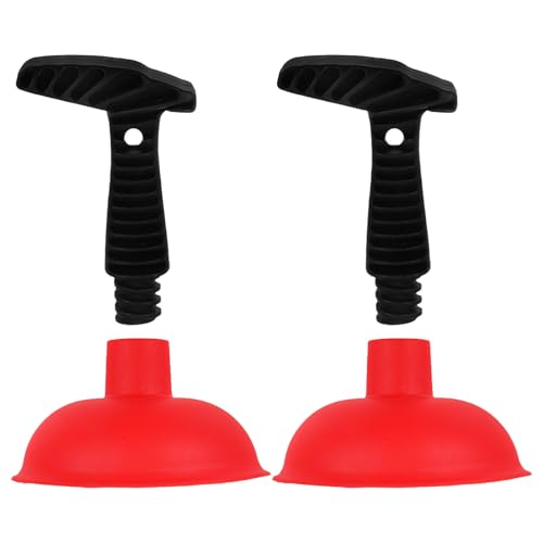 SEWACC 2 Piezas Desatascadores de Fregadero para Cocina y Baño Herramienta Manual Potente de Succión Color Rojo Utensilio Doméstico Práctico para Desagües Obstruidos