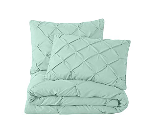 Conjunto de edredom de 3 peças da coleção Chezmoi Berlim com pregas (Full, Seafoam Green)