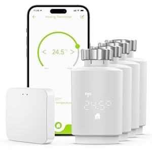 Maxcio Smartes Heizkörperthermostat mit Zigbee Gateway, Thermostat Heizung Kompatibel mit Alexa & Google Home, Smart Life/Tuya, Programmierbar, Fenster-Erkennung, für Max. Energiesparen, 4 Packs