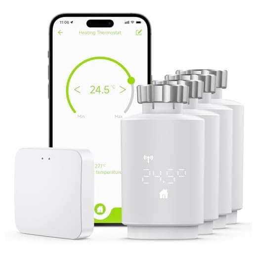 Maxcio Zigbee Tête Thermostatique Intelligente Connectée avec Gateway, Thermostat pour Radiateur Compatible Alexa & Google Home, Contrôle par App, Programmation, Économie d'Énergie, 4 Packs