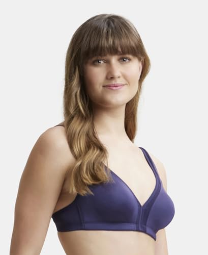 Image of Jockey 1820 Women Wirefree Non Padded Soft Touch Microfiber Elastane Stretch Full Coverage Everyday Bra with Stylised Mesh Panel