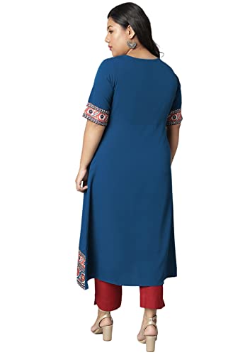 Image of XL LOVE - By Janasya Women's Plus Size Poly Crepe Floral Print Aline Kurta