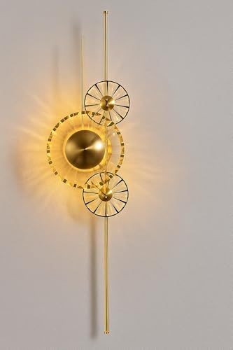 Image of blissbells Modern Luxury Gold Crystal Wall Light - Artistic LED Sconce for Bedroom, Living Room & Hallway (Crystal Disc Sconce)