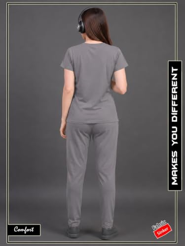 Image of Women's Cotton Printed Co-Ord Set Round Neck Half Sleeve T-Shirt with Matching Pants Comfortable Casual Lounge Wear Outfit