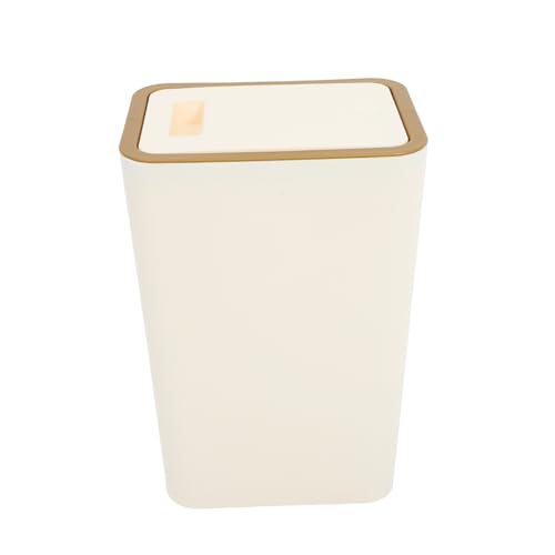 DIKACA Presione El Bote De Basura Con Tapa Emergente Papelera De Cocina Tapa Del Bote De Basura Largo Balde Cubo De Basura Basurero Desperdiciar Simple Lata De Basura Grande Beige Páginas