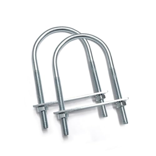 Image of 2 Sets M6 U-Bolt, 2 inch Wide U Bolt with Washers and Nuts, Heavy Duty Galvanized Carbon Steel Round U Bolts for Trailers, Boats, Replacement Parts and Accessories for Ski Boat, Fishing Boat