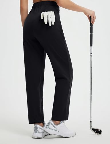 baleaf Women's 27'' Fleece Lined Pants Golf Winter Pockets High Waisted Thermal Cold Travel Work3