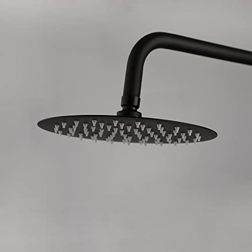 Sistema de ducha expuesto color negro mate con estante | Acero inoxidable, 3 funciones, montaje en pared, cabezal de lluvia de 8 pulgadas, para baño y exterior miniatura 5