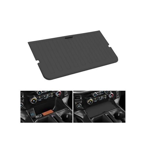 Image of LUWU Center Console Organizer Compartment Cover for 2021-2024 2025 Ford F150 & 2022-2024 F150 Lightning XLT Interior Accessories Middle Console Secret Pocket Lid Hidden Storage Tray Panel w /USB Hole