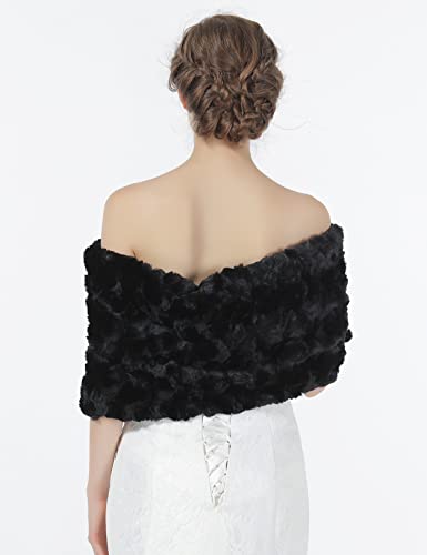 BEAUTELICATE Faux fur Shawl For Women Wedding Bridal Wrap Stole Shrug Warm Winter Cover Up for Evening Dress3