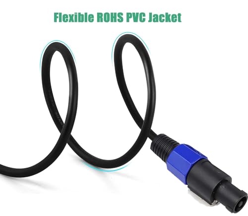 professional 12 gauge 50 feet speakon to 14 inch speaker cables - 12awg 50ft djpa speakon to 1434 speaker cords amp audio wires - 2 pack