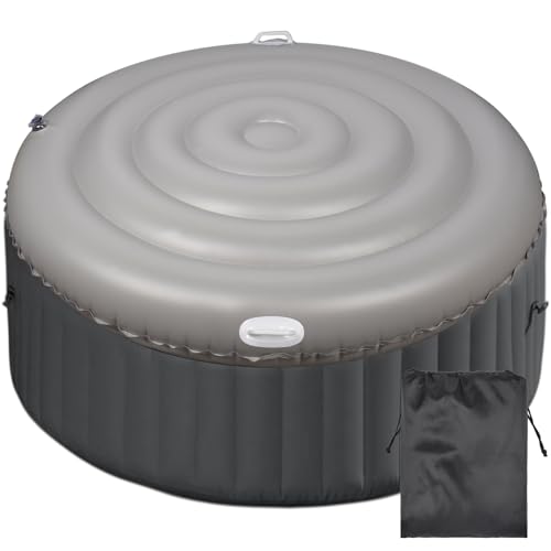 Cubierta inflable para bañera de hidromasaje de 4.5 pies, tapa redonda para bañera de hidromasaje con asa y bolsa de almacenamiento, cubierta de bañera de hidromasaje de ahorro de energía, protector