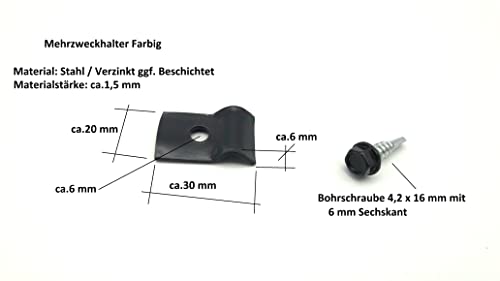 10x Befestigungsset Anthrazit für Doppelstabmattenzaun Halter Gittermattenhalter Befestigung Zaunklemmen Spanndrahthalter zur Befestigung von Spanndraht oder Zaunmatten