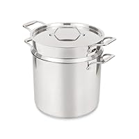 All-Clad Simply Strain Stainless Steel Stockpot, Multipot with Insert & Lid, 16 Quart Induction Oven Broiler Safe 600F, Strainer, Pasta Strainer with Handle, Steamer Pot, Pots and Pans, Silver