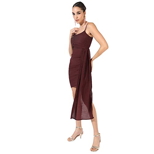 Image of PINACOLADA Women's Solid Dress for Casual Wear | Regular Sleeve | Quality Stretchable Fabric | Dress Crafted with Enhanced Stretch and Comfort Fit for Everyday Wear
