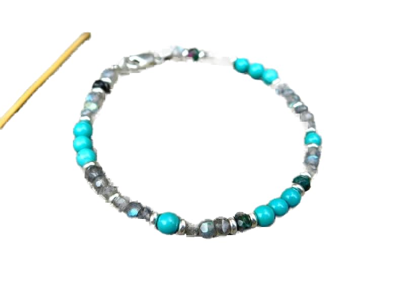 Bracelet labradorite turquoise ajustable pour éviter les allergies de peau