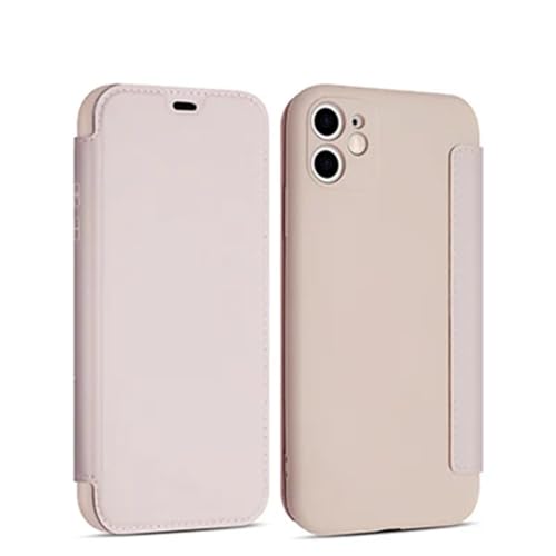 Étui à rabat en cuir anti-choc pour iPhone 11, 12, 13, 14, 15 avec porte-cartes rose