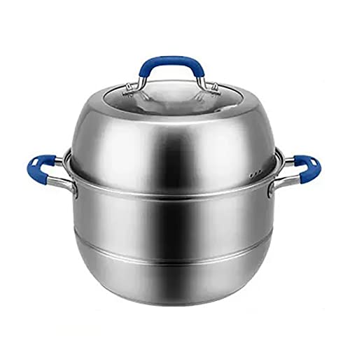 Sartén de vapor/olla, vaporera espesada de acero inoxidable 304 for el hogar (28/30cm), for estufa de Gas/cocina de inducción(A,30cm)