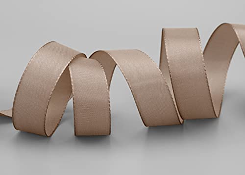 finemark 50 m x 25 mm Taupe Decorative Ribbon Gift Ribbon Fabric Ribbon Table Decoration Wedding Easter Ribbon Visco Taffeta Card Making Crafts - Image 4