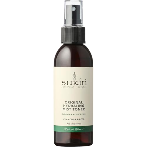 Sukin Signature Hydrating Mist Toner 125ml - Alcohol Free with Chamomile & Rosewater; Cruelty Free & Vegan Friendly - soothes, purifies & Cools Tired Skin.