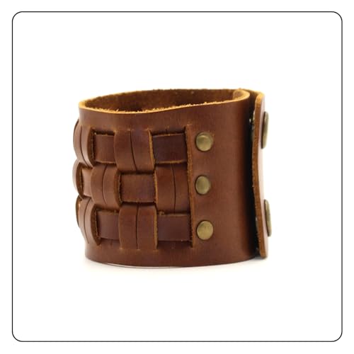 Image of Punk Rock Snap Bracelet Braided Wide Leather Wristband Arm Cuff Bracelet