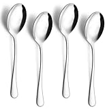 E-far Large Serving Spoons Set of 4, 9.8 Inch Stainless Steel Serving Utensils Set, Big Buffet Spoons for Party Catering Wedding Kitchen Restaurant, Dishwasher Safe