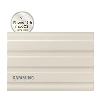 Samsung Portable SSD T7 Shield, 2 TB, USB 3.2 Gen.2, 1.050 MB/s Lesen, 1.000 MB/s Schreiben, Robuste externe Festplatte Outdoor für Mac, PC und Smartphone, Beige, MU-PE2T0K/EU – Ansicht 2