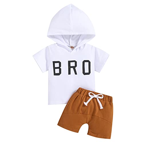 Image of Chyrbaby Newborn Baby Boy Clothes Letter Hoodie Short Sleeve Hooded Shorts Pants Summer Outfit