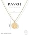 PAVOI 14K Gold Plated Engraved Coin Pendant | Byzantine Coin Necklace | Bohemian Necklace (Moon - Yellow)