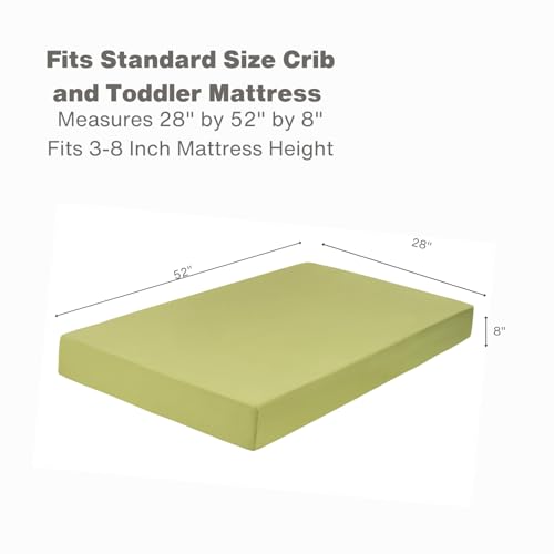 Image of Everyday Kids Fitted Crib Sheet, 100% Soft Breathable Microfiber Baby Sheet, Fits Standard Size Crib Mattress 28in x 52in, Green Nursery Sheet