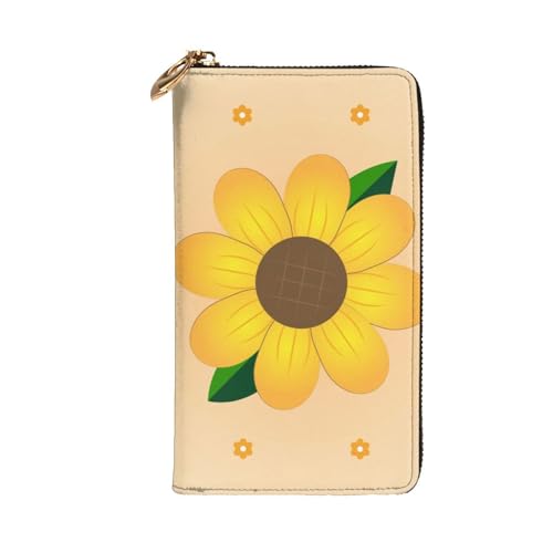 Leather Wallet - Stylish and Durable Wallet for Women with Multiple Compartments and Zipper Design Golden Sunflower Picture2