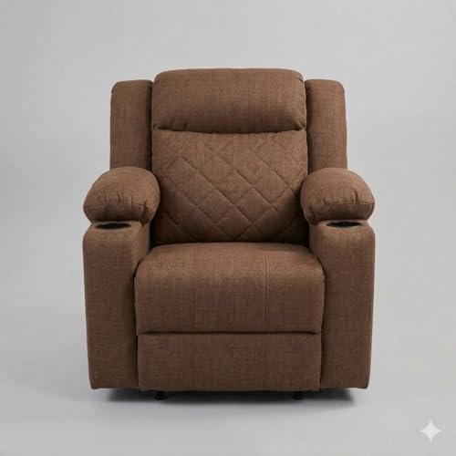 Image of Amazon Brand - Solimo Cosmo | Single Seater Sofa Recliner | Manual Recliner (Velvet Brown) | 1 Year Warranty