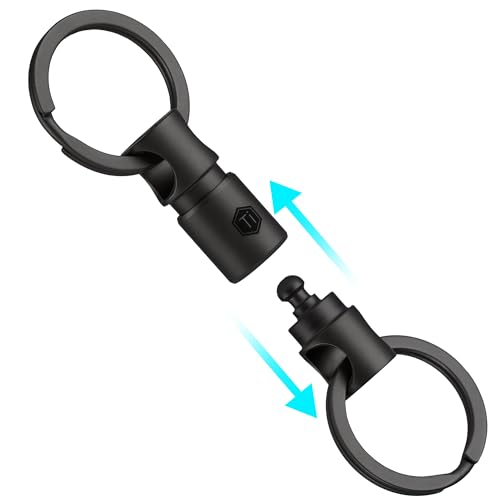 KeyUnity Titanium Quick Release Keychain Connector, Lightweight EDC Key Organizer for Car Keys, Bags, Backpack, Daily Carry, Black, KA24BK-1 Pack